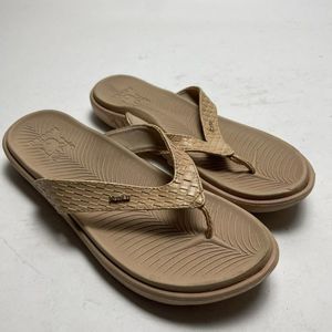 Kuailu Yoga Mat Brown Sandals Flip Flops Thongs Weaved Strap Womens Size 42